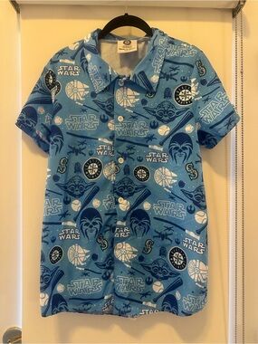 Star Wars Mariners Light Blue All-Over Graphic Shirt